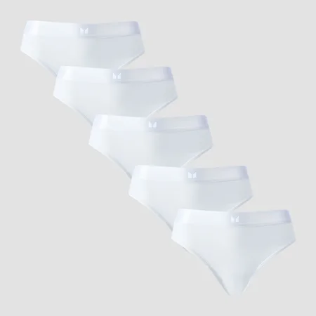 Culotte de style bikini taille mi-haute MP pour femmes (lot de 5) – Blanc