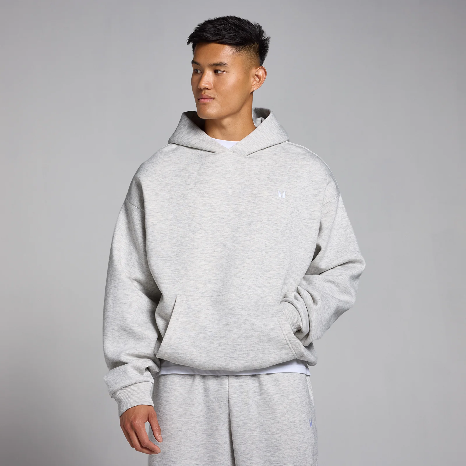Sweat à capuche oversize MP Rest Day pour hommes – Gris clair chiné - SImage1