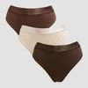 String taille mi-haute MP pour femmes (lot de 3) - Chocolat profond/Marron/Crème foncé