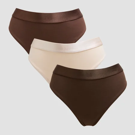 String taille mi-haute MP pour femmes (lot de 3) - Chocolat profond/Marron/Crème foncé