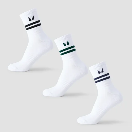 Chaussettes de tennis à rayures rétro MP (lot de 3 paires) – Noir/Émeraude foncé/Saphir foncé