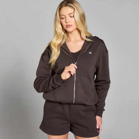 Sweat à capuche zippé MP Basics pour femmes – Chocolat