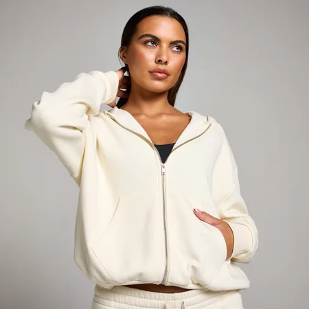 Sweat à capuche à fermeture éclair intégrale MP Basics pour femmes – Crème clair