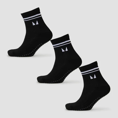 Chaussettes de pilates MP (lot de 3 paires) – Noir