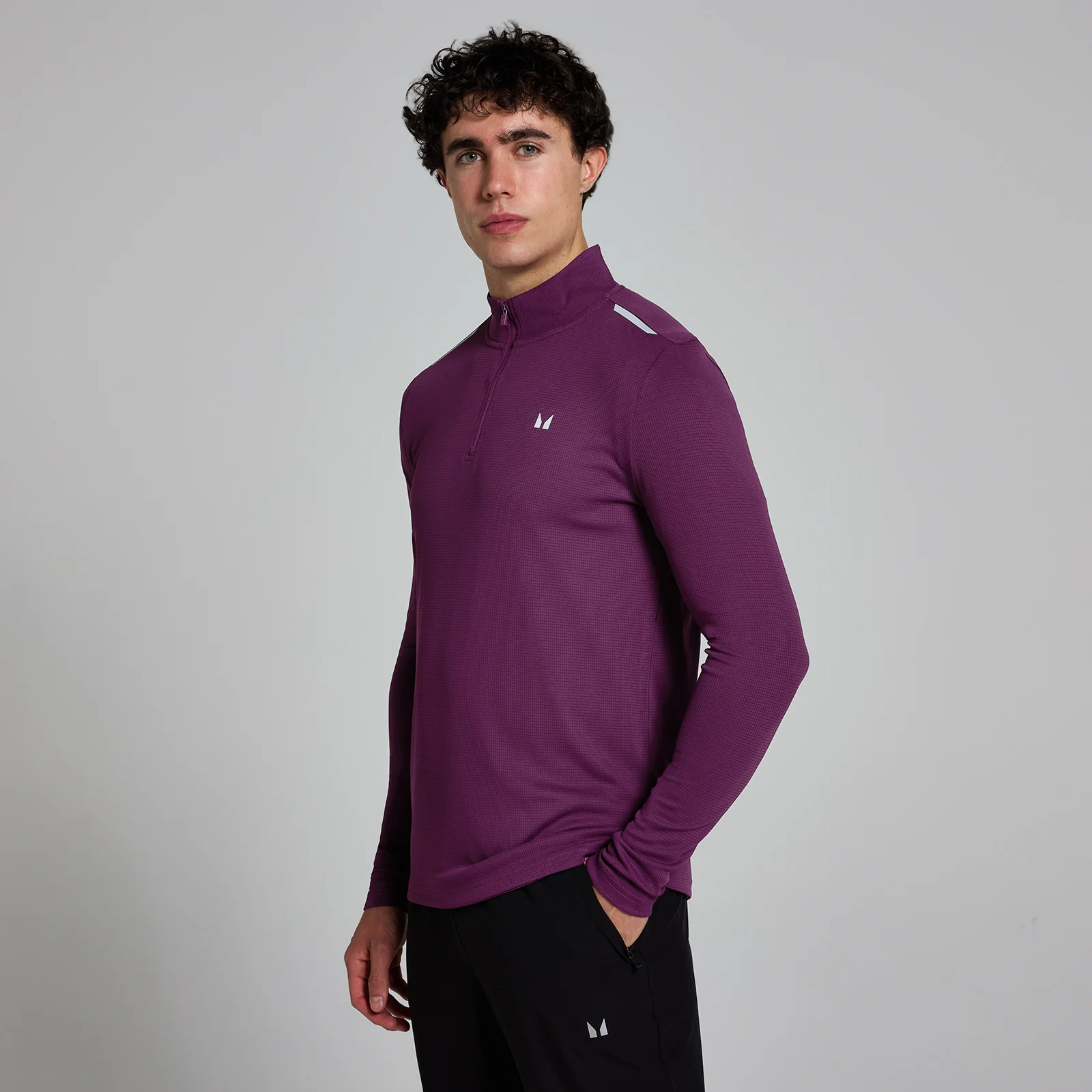 Haut texturé fermeture éclair ¼ MP Active pour hommes - Prune - SImage1