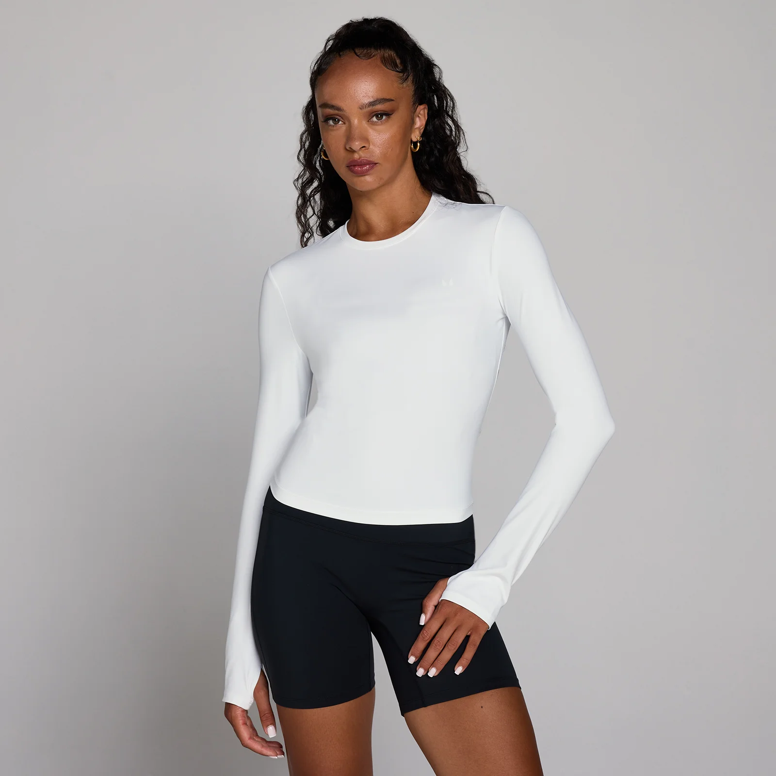 MP Women's Tempo Long Sleeve Top With Thumbholes - White - White - SImage1