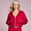 Sweat à capuche zippé MP Lifestyle femme - Rouge rosé