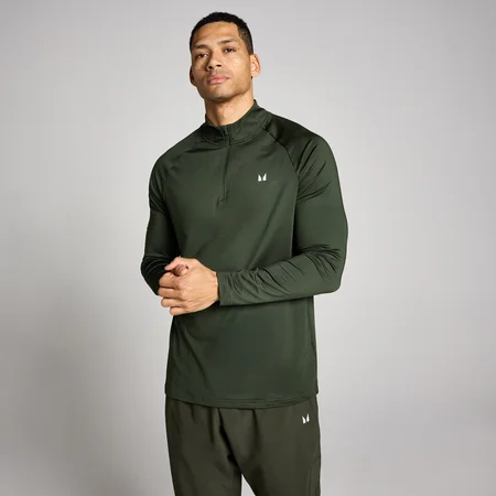 Haut zippé 1/4 MP Training homme - Vert forêt