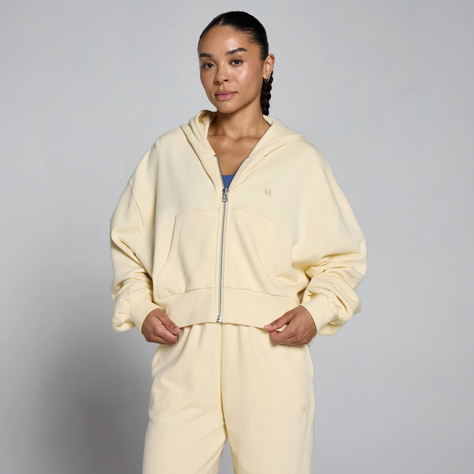 Sweat à capuche zippé léger en bouclette MP femme - Butter - XLImage1