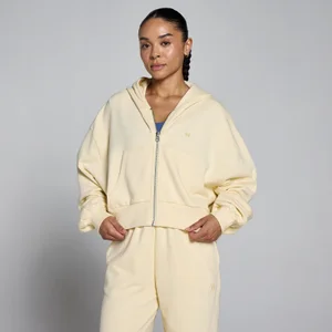 Sweat à capuche zippé léger en bouclette MP femme - Butter - Size XL