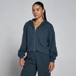Sweat à capuche zippé léger en bouclette MP femme - Bleu délavé - Size S