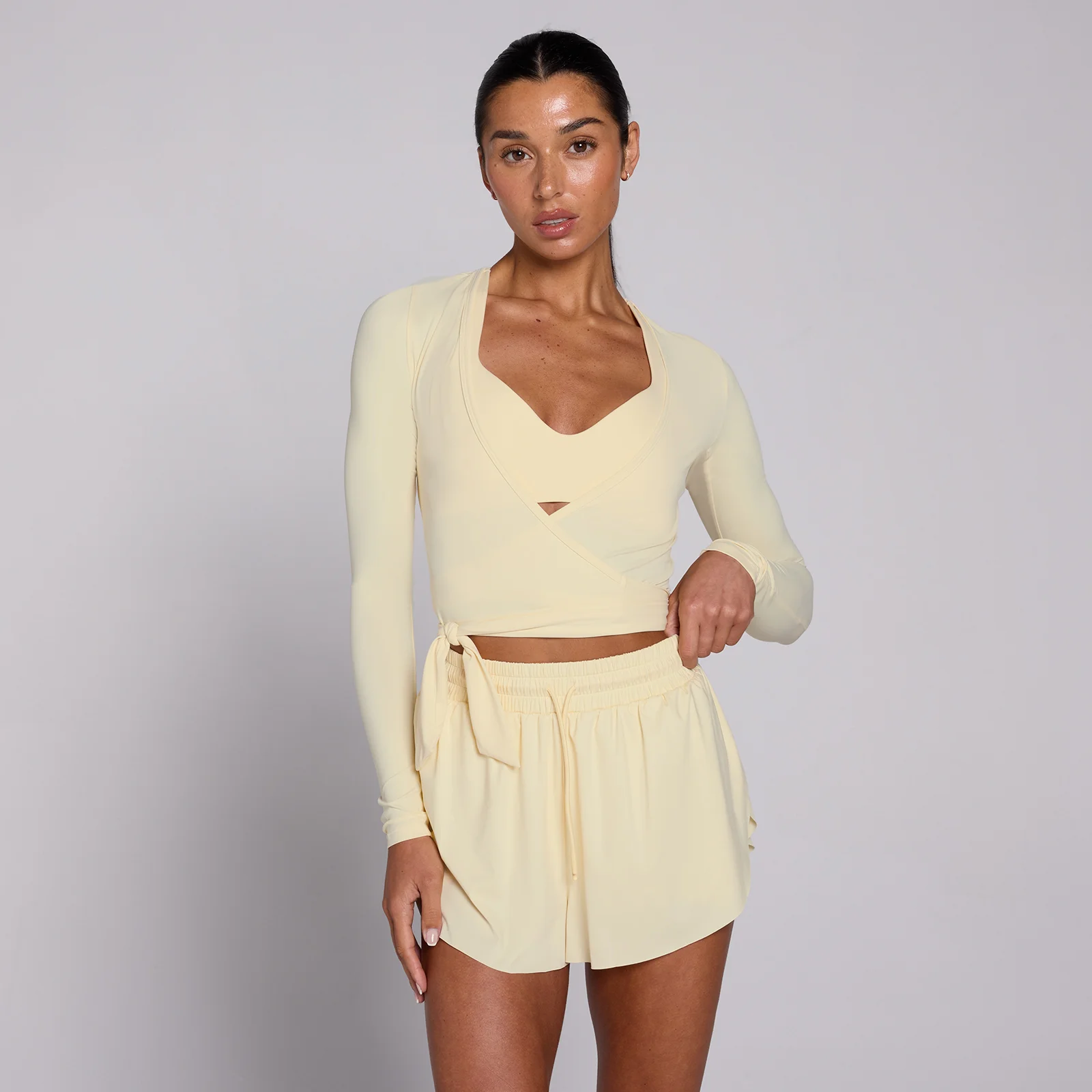 Crop top cache-cœur Tempo MP femme - Beurre - XLImage1