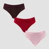 Culotte bikini taille moyenne femme MP (lot de 3) - Rose poudré/Rouge rosé/Caramel