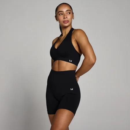Brassière de sport sans coutures col halter Tempo MP femme - Noir