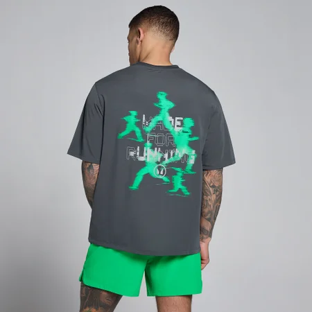 T-shirt graphique coton modal Velocity MP homme - Gris foncé/vert