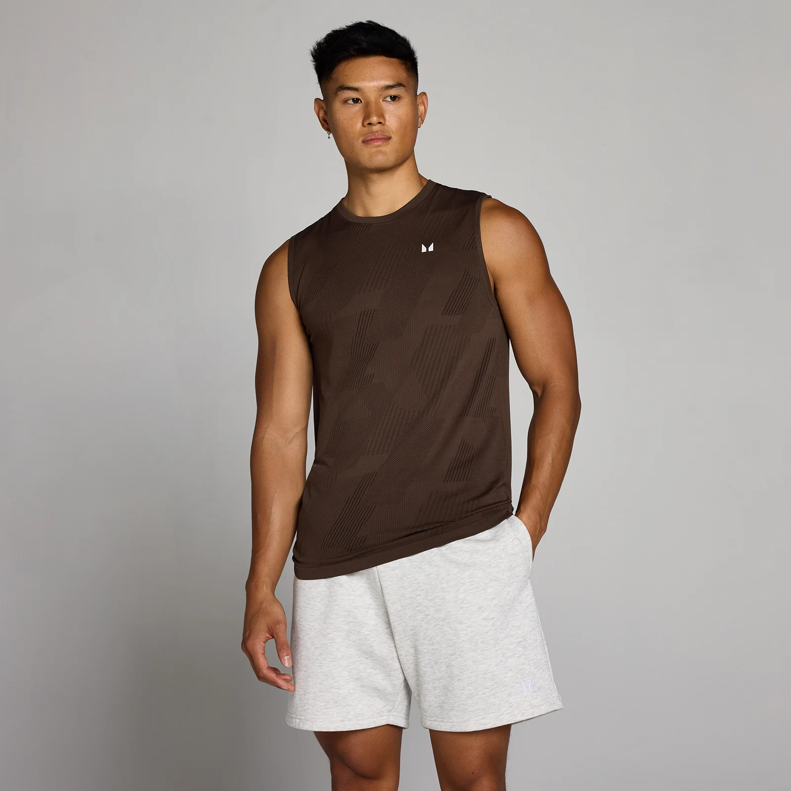 Débardeur sans couture graphique Tempo Pillar MP homme - Cacao - XSImage1