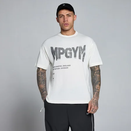 T-shirt graphique MP Lift en coton burnout homme - Blanc rétro