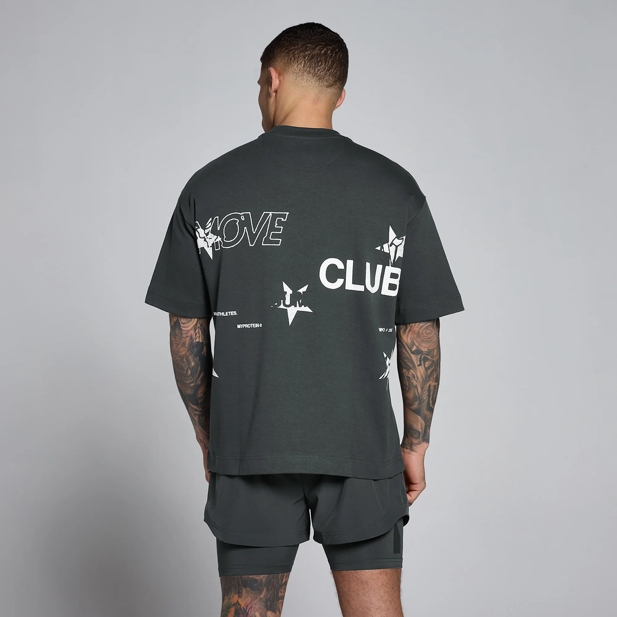 T-shirt oversize en coton avec graphique Hybrid MP homme - Noir délavé - XSImage1