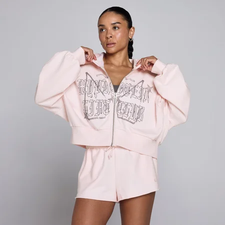 Sweat à capuche zippé lifestyle Lift Graphic MP femme - Rose pâle