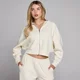 Sweat à capuche zippé gaufré MP femme - Ivoire