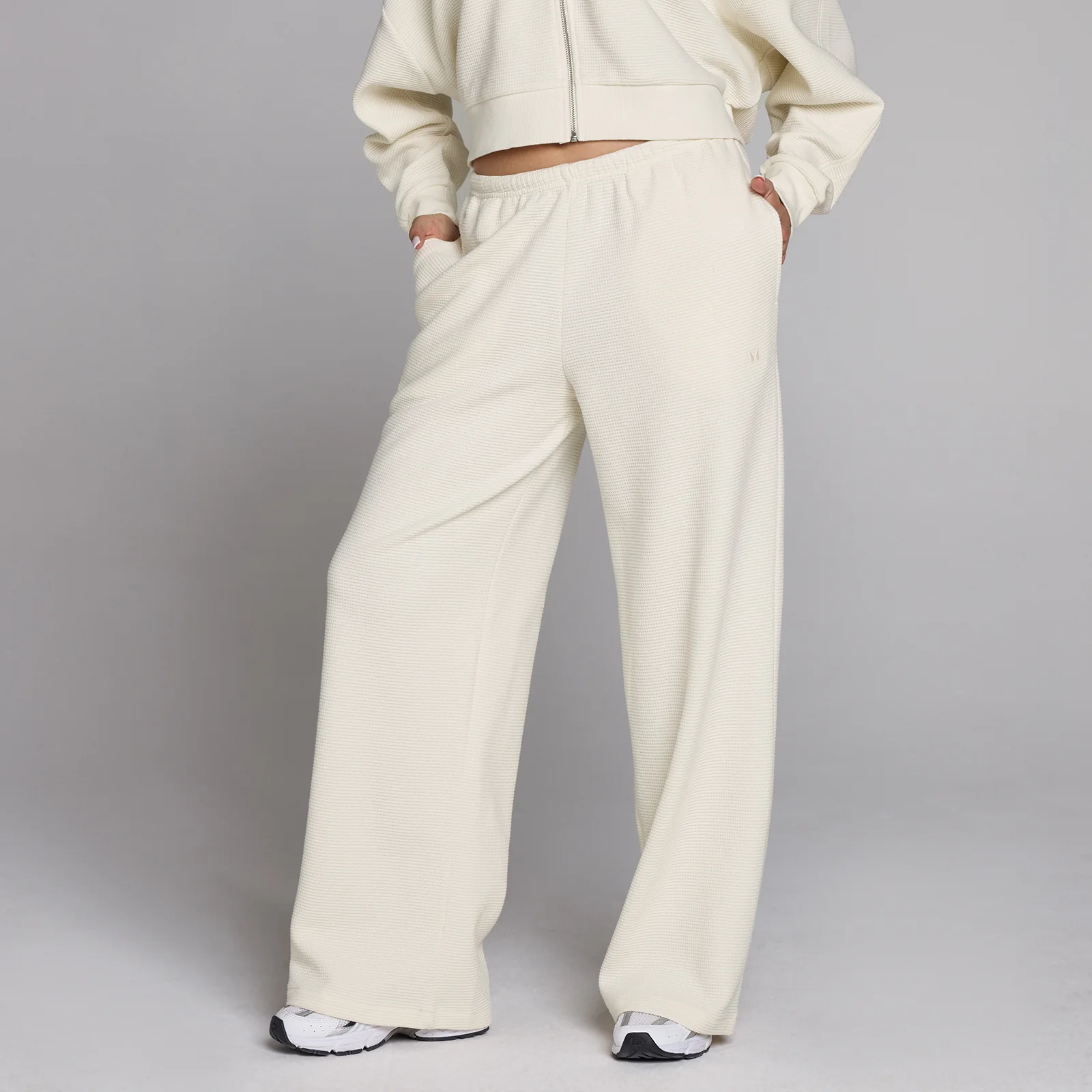 Jogging taille moyenne jambe droite gaufré MP femme - Ivoire - MImage1