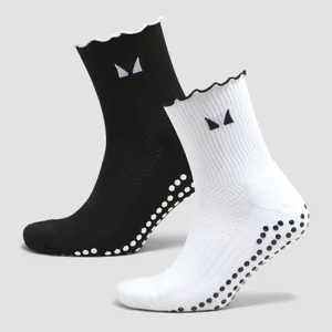 Chaussettes Pilates à volants MP (lot de 2 paires) - Noir/Blanc - Size UK 6-8