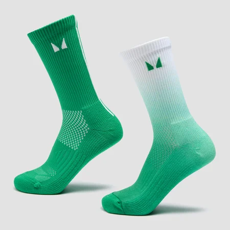 Chaussettes de running MP (lot de 2 paires) - Vert ombré acidulé/Rayures vert citron clair