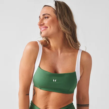 Brassière de sport dos torsadé contrasté MP femme X Tatiana - Vert palm