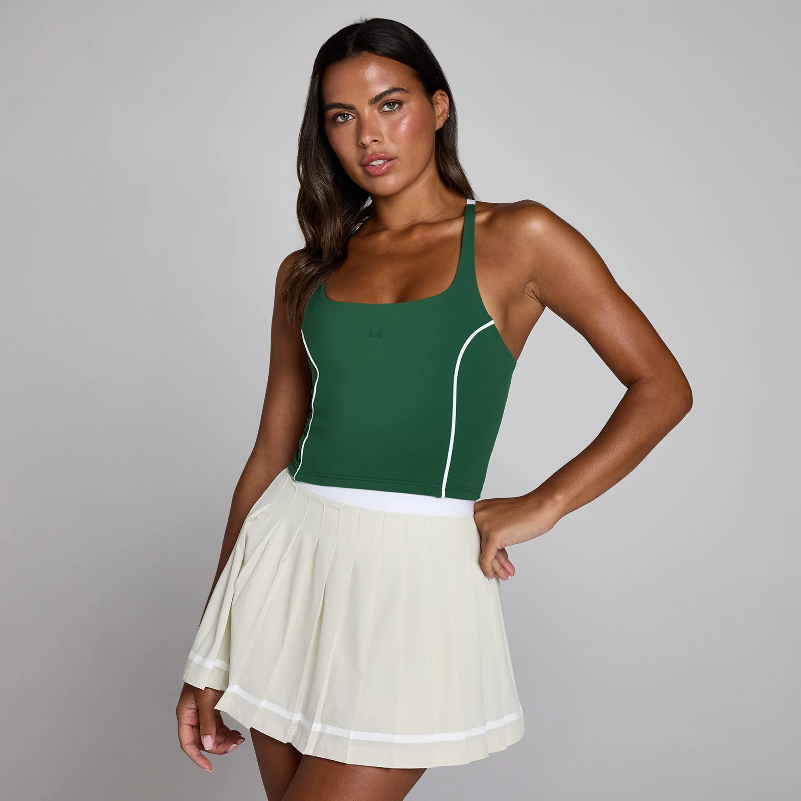 Débardeur dos nageur à bretelles contrastantes Tempo MP femme - Vert course - SImage1