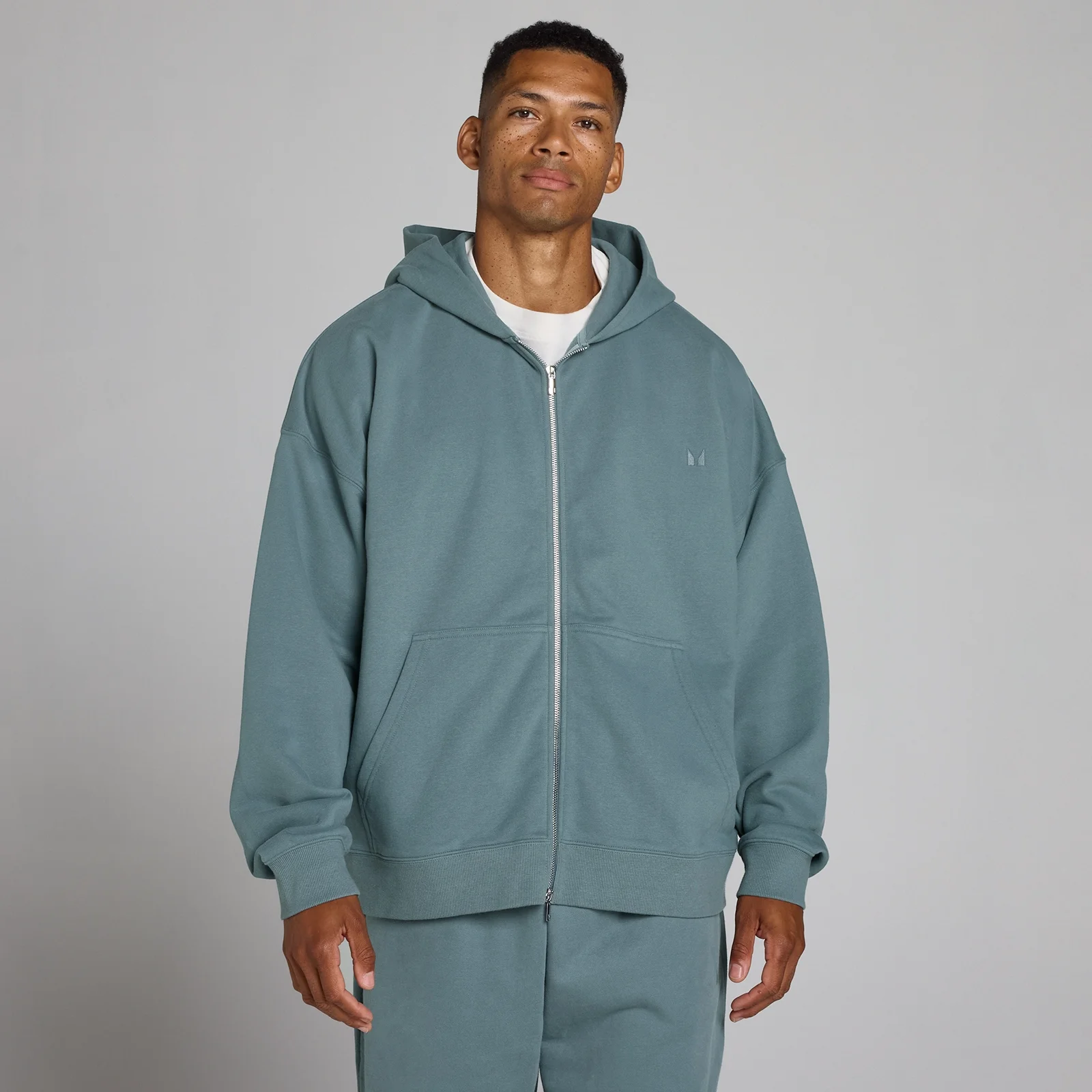 Hoodie oversize à double zip - Bleu futur - LImage1