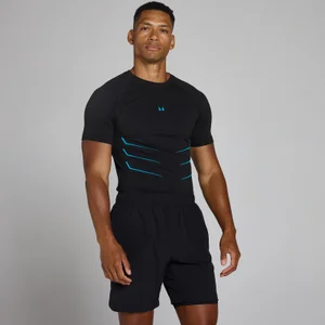 T-shirt sans couture Lift MP coupe muscle - Noir délavé/Bleu puissant - Size XS