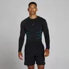 Top sans couture manches longues Lift coupe muscle fit - Noir délavé/Bleu power