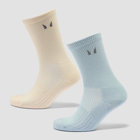 Chaussettes de course MP réfléchissantes (lot de 2 paires) - Beurre/Bleu ciel
