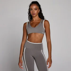 Brassière de sport double épaisseur à détails contrastés Velocity MP femme - Gris cendré - Size M