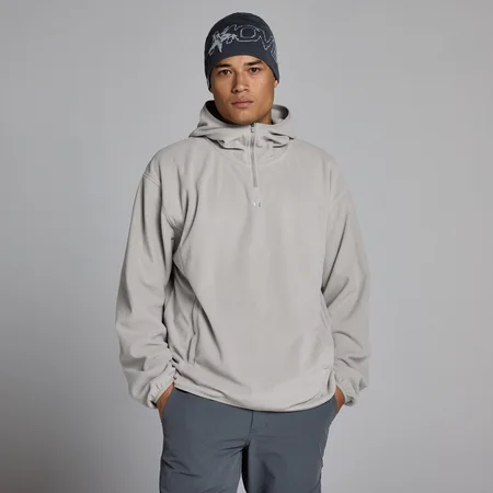 Sweat à capuche 1/4 zip molleton MP homme - Gris soutenu