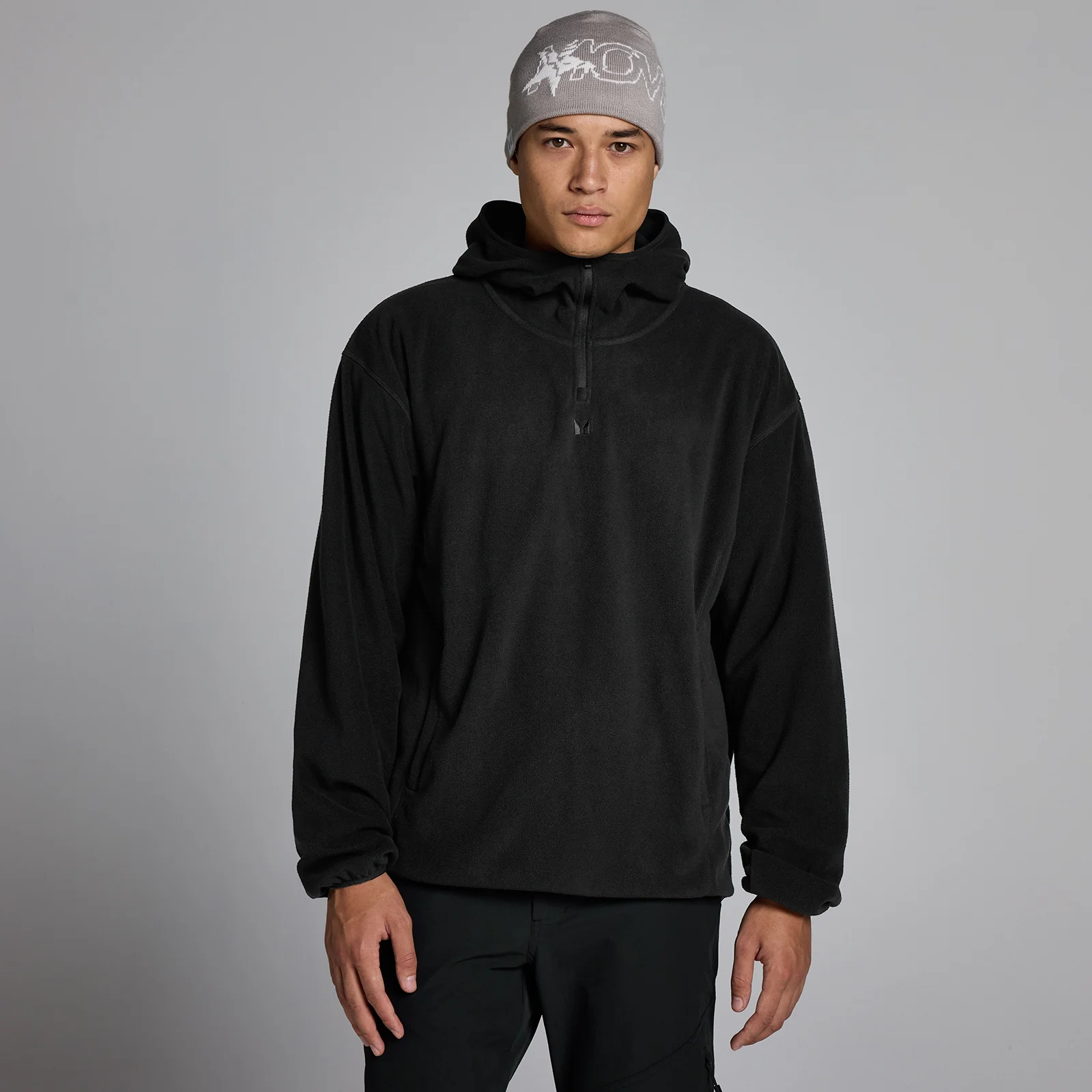 Sweat à capuche 1/4 zip molleton MP homme - Noir - LImage1
