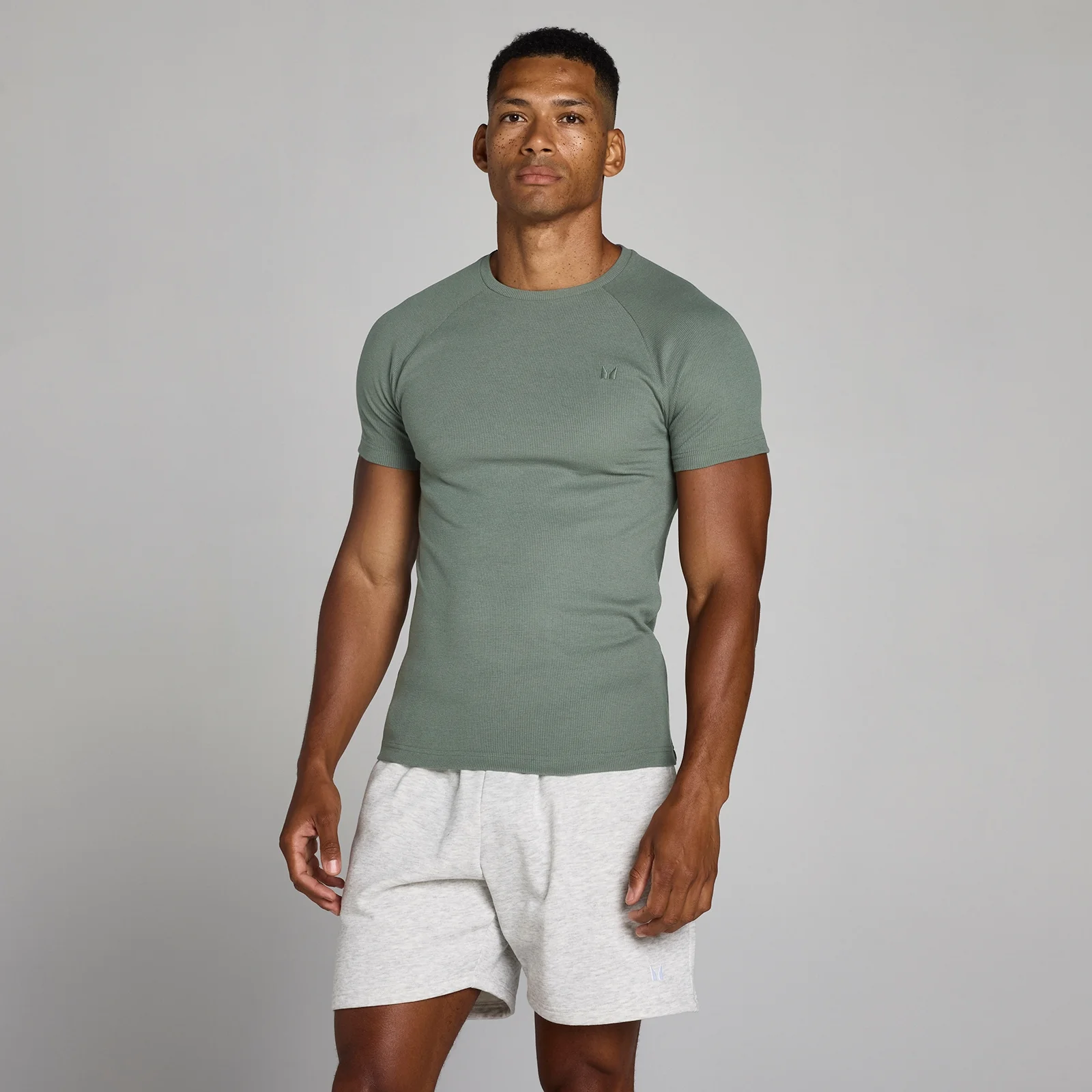T-shirt côtelé MP Lift coupe muscle fit homme - Gris métallisé - MImage1