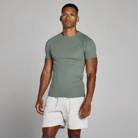 T-shirt côtelé MP Lift coupe muscle fit homme - Gris métallisé