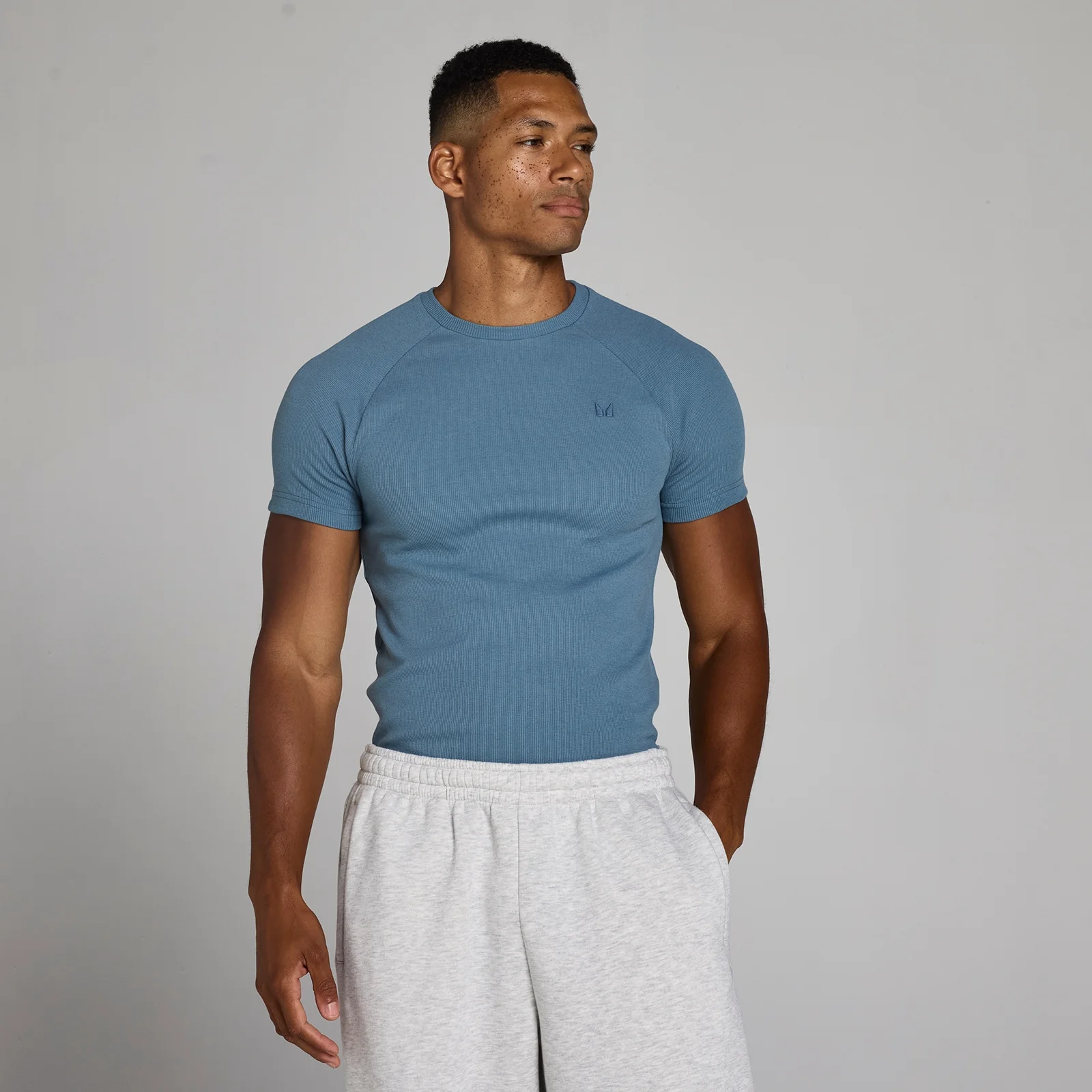T-shirt côtelé MP Lift coupe muscle fit homme - Ardoise nuit - LImage1