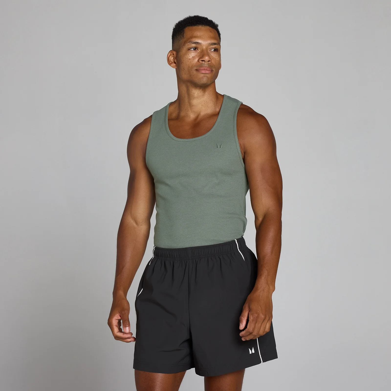 Débardeur côtelé MP Lift coupe muscle fit homme - Gris métallisé - MImage1