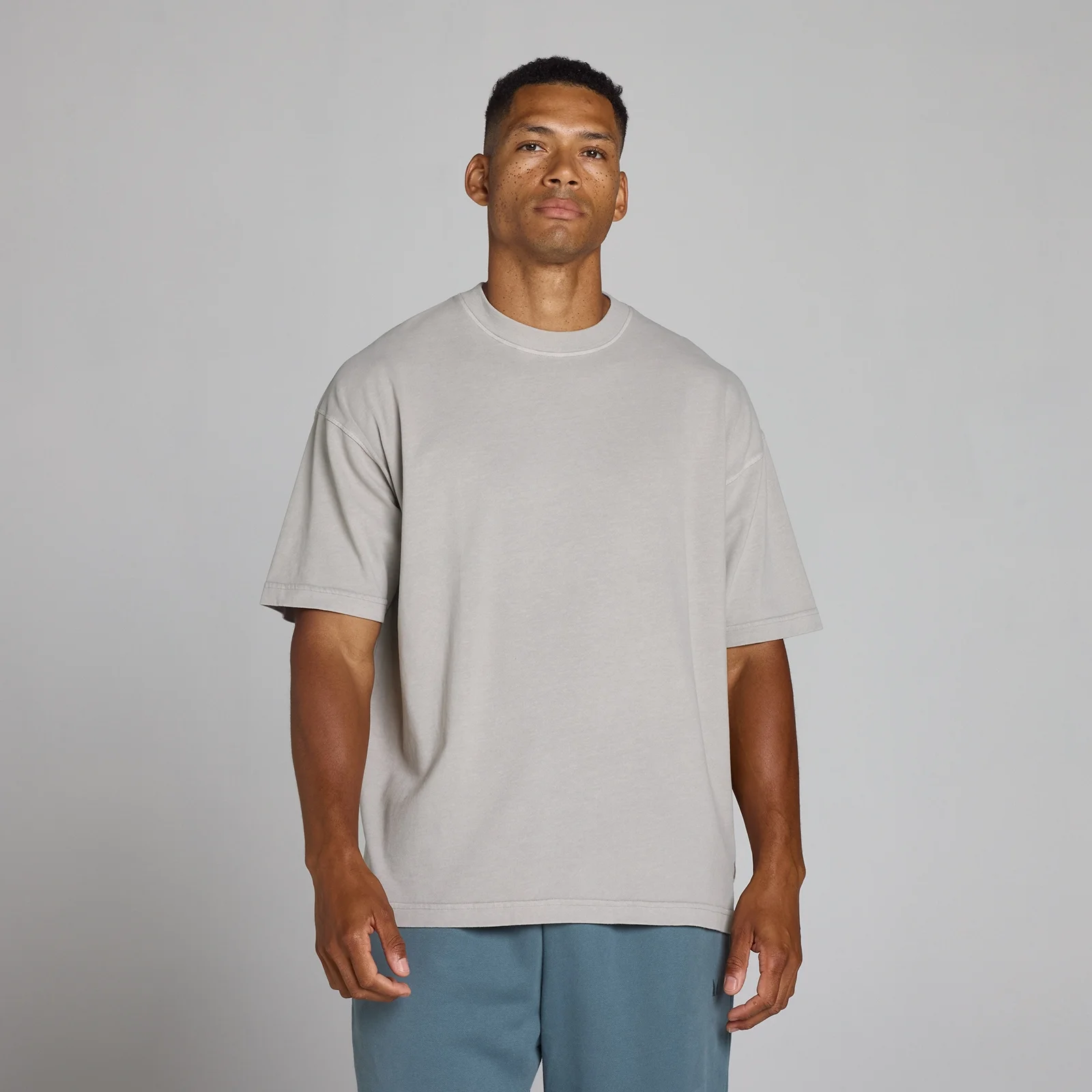 MP Men's Washed Oversized T-Shirt - Chalk Grey - LImage1