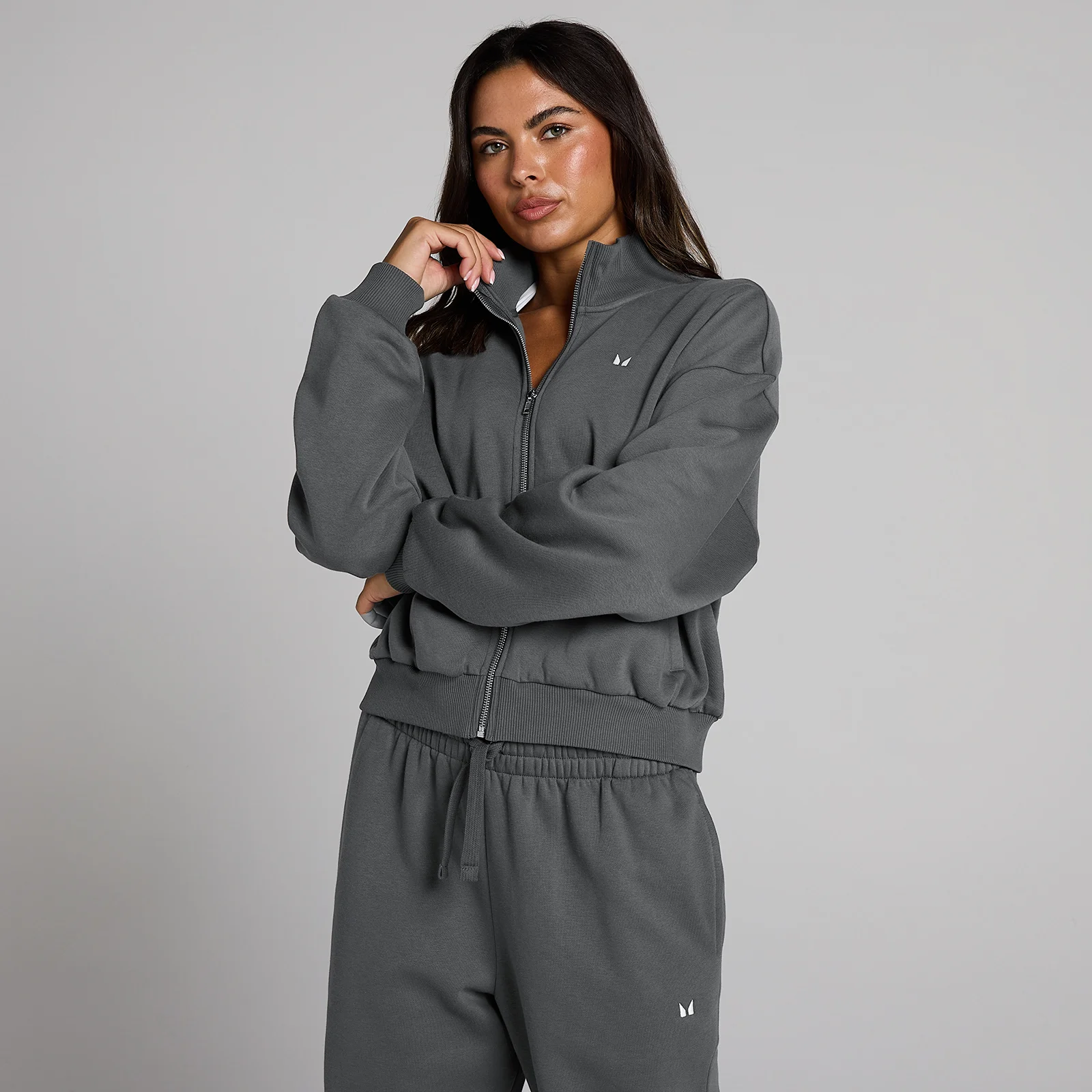 Blouson aviateur zippé Basics MP femme - Gris foncé - SImage1
