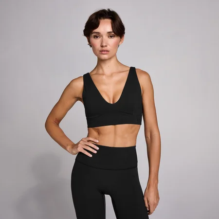 Brassière de sport longue SculptForm col V MP femme - Noir