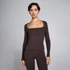 Top manches longues col carré SculptForm MP femme - Cacao