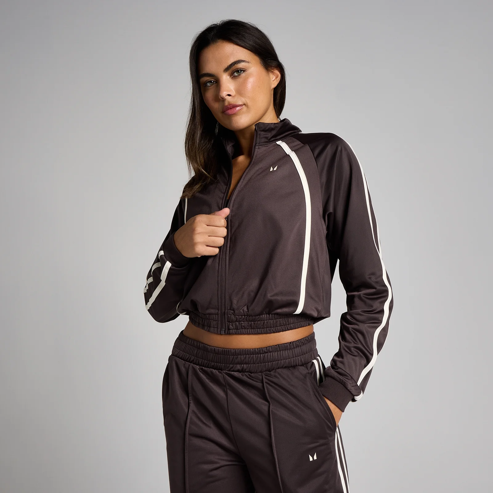 Veste de survêtement tricot MP femme - Cacao/Vanille - MImage1