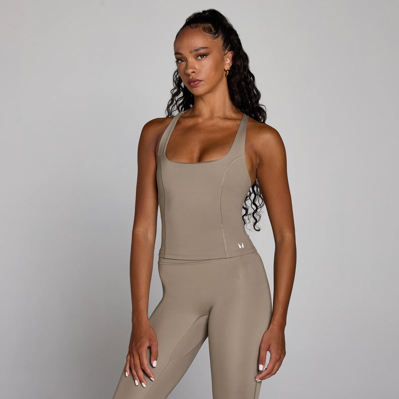 Débardeur de training MP femme dos nageur - Taupe clair - MImage1