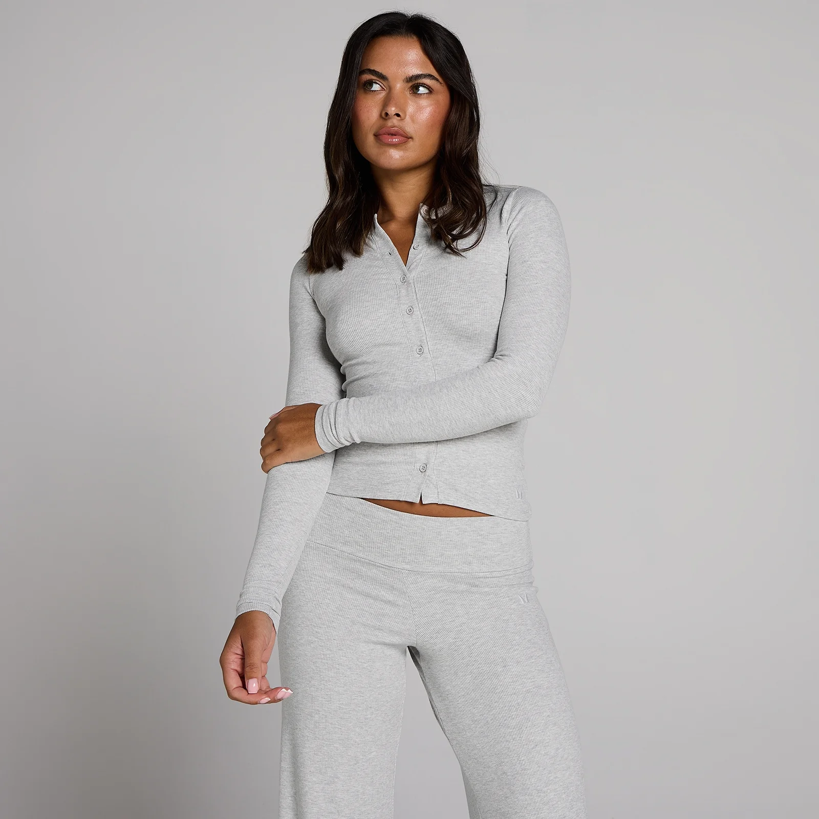 Haut côtelé boutonné MP femme - Gris chiné - LImage1