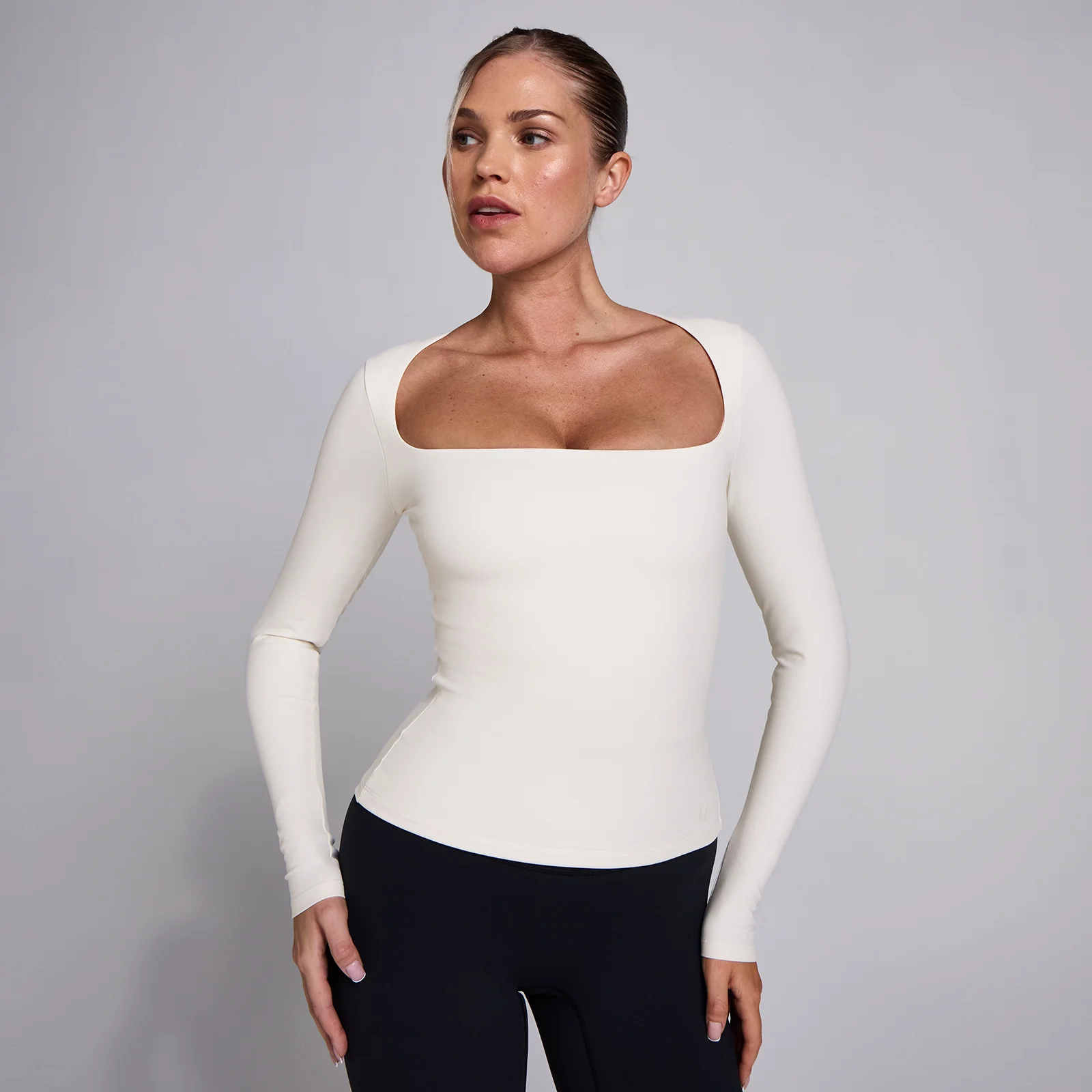 Top manches longues col carré MP SculptForm femme - Perle - SImage1