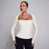 Top manches longues col carré MP SculptForm femme - Perle