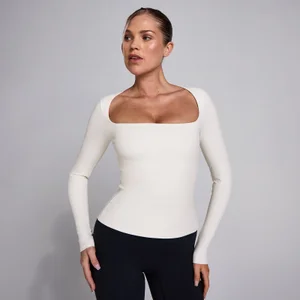Top manches longues col carré MP SculptForm femme - Perle - Size L